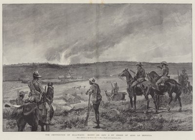 The Destruction of Buluwayo, burnt on 3 November by Order of King Lo Bengula by Richard Caton Woodville junior